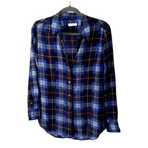 Equipment Femme 100% Silk Tartan Blouse XS